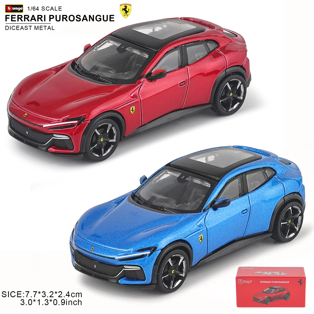 Bburago 1:64 FERRARI Purosangue 296 GTB ASSETTO FIORANO car model series children's Christmas boy gift toys