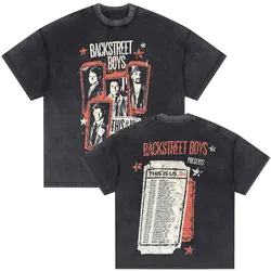 Washed Vintage Backstreet Boys Presents This Is Us 2010 Tour T Shirts Men's Casual Oversized T-shirts Boy Band Bsb Group Tshirt