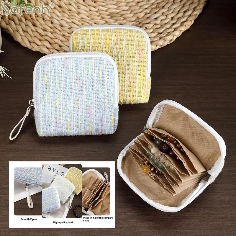 Portable Jewelry Bag Multi-layer Crystal Bracelet Packaging With Tassel Zipper Rings Earrings Necklace Jewelry Pouch Display Bag