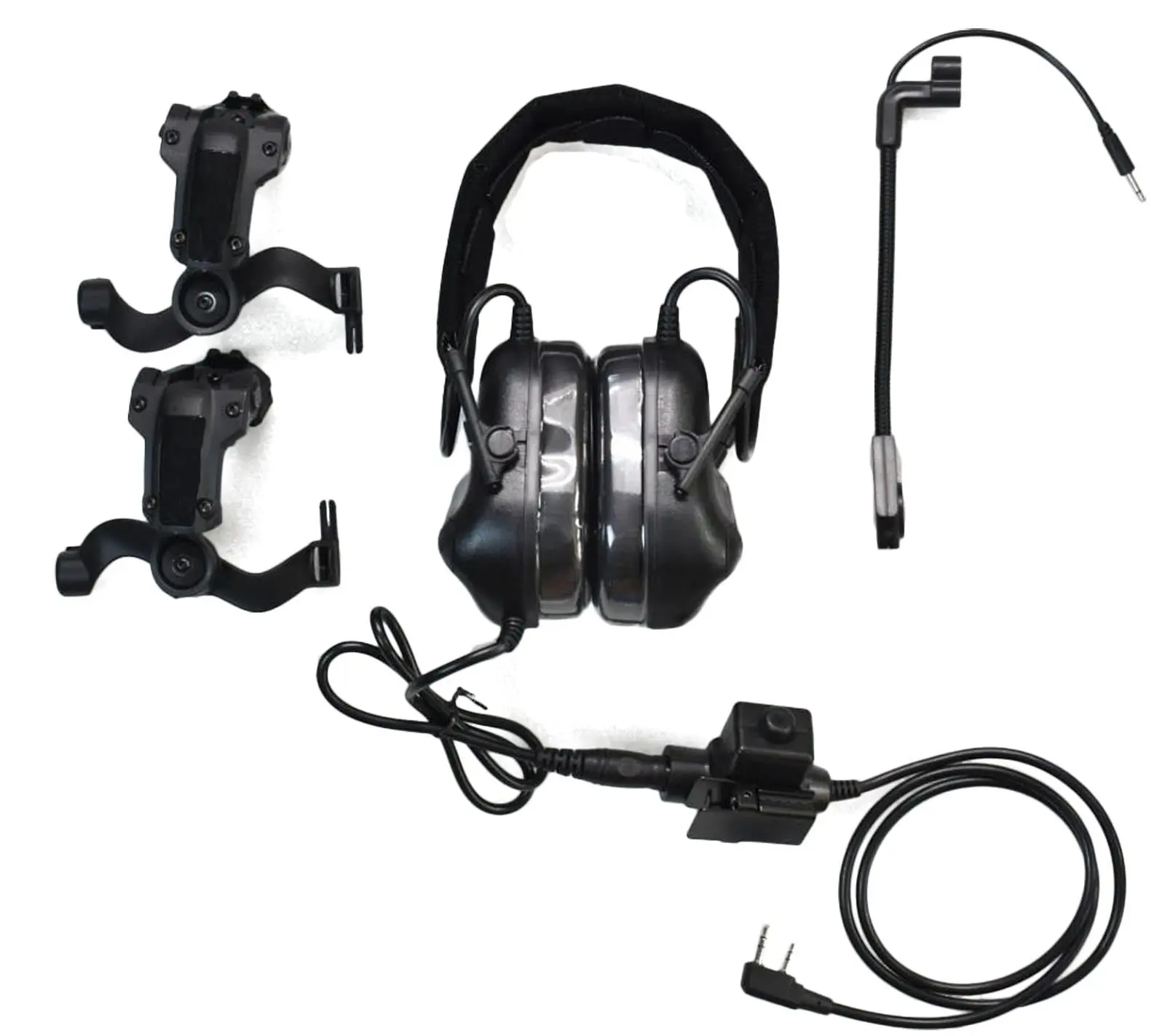 Tactical Headset + with U94 PTT 2pin with ARC Rail Adapter Compatible FAST/ACH/MICH helmet