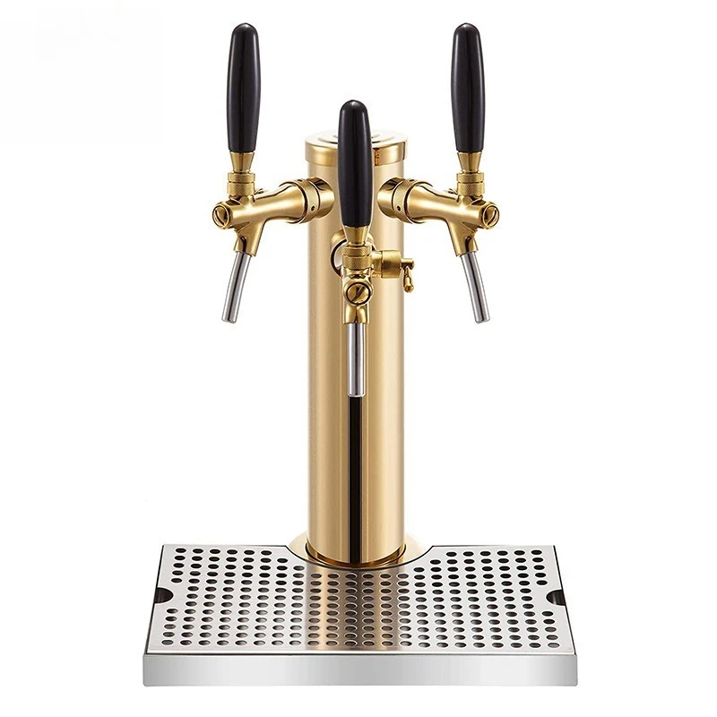 Golden Beer Tower With Adjustable Tap Drip Tray 1 Hole 2 Hole 3 Hole Stainless Steel Beer Column Full Set