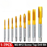 HSS Titanium Coating Screw Tap Drill Bit M2 M2.5 M3 M3.5 M4 M5 M6 M8 M10 M12 Metric Straight Flute Thread Tap Hand Tools