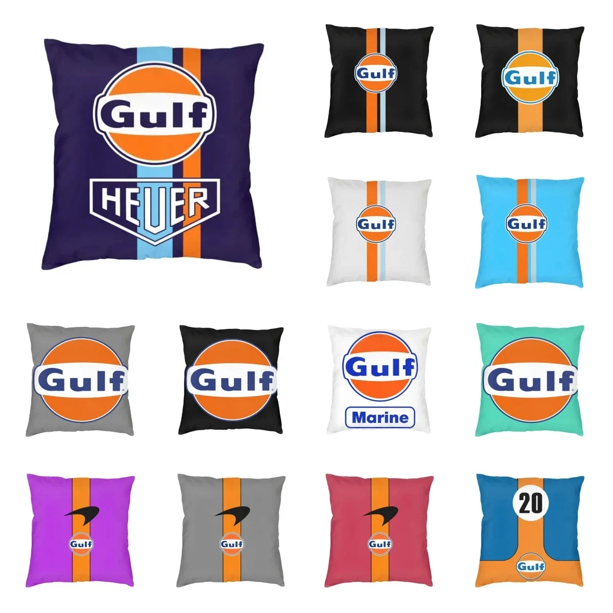 Gulf Racing Logo Cushion Cover Sofa Living Room Square Throw Pillow Cover Chair Cushion 45x45cm 18x18Inch