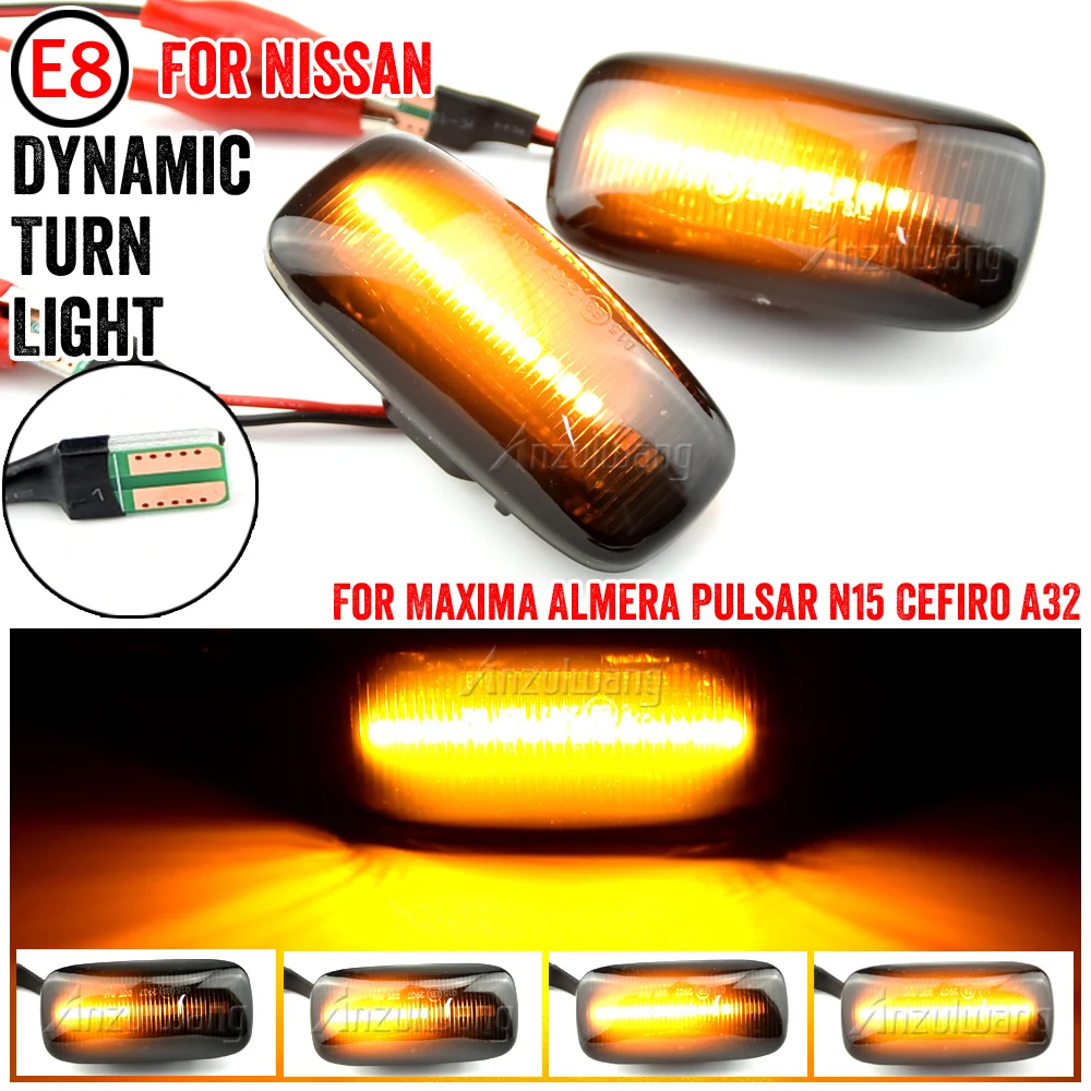 For Nissan Maxima Almera Pulsar N15 Cefiro A32 1995-2000 Car Led Dynamic Turn Signal Light Side Marker Fender Lamp Indicator