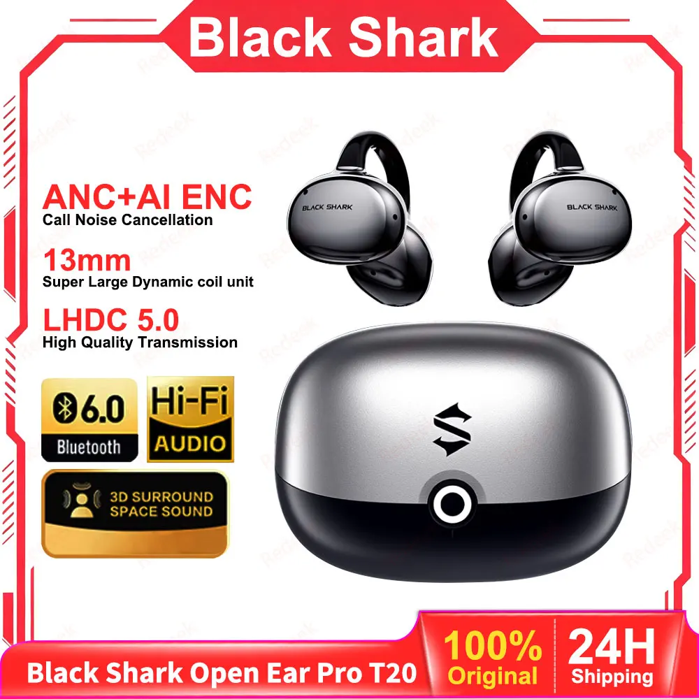 Black Shark Open Ear Pro T20 Bluetooth Earphones Wireless headphone LHDC 5.0 BT 6.0 AI Translation headset for iphone 18 Pro MAX