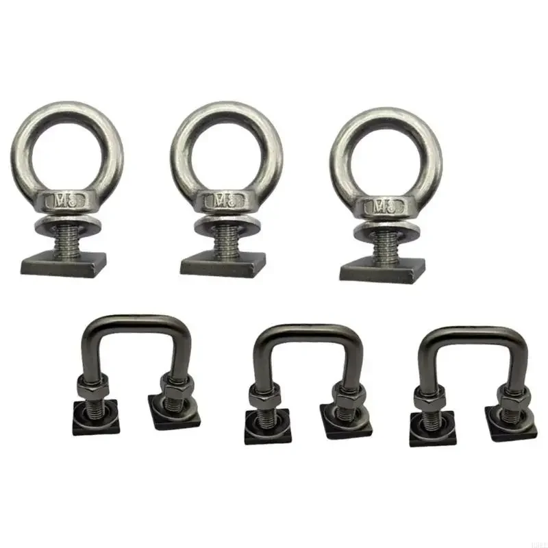 

6Pcs Tie Down Anchoring for Holding Bungee Cord Rope Hooks Stainless T Track Mount Tie Down Anchors for Roof Rack D7YA