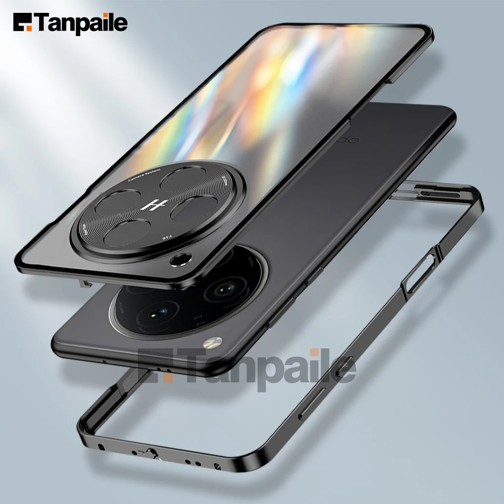 Tanpaile For OPPO Find X8 Pro Case Metal Bumper Aluminum Alloy, Matte Tempered Glass Back Cover Funda Frame