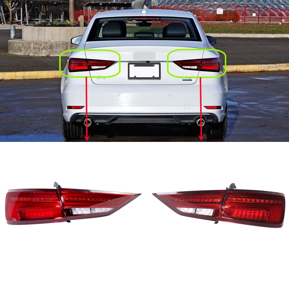 

For Audi A3 Sedan 2016 2017 2018 2019 2020 Car-sytling Rear Light Tail Lamp With LED Bulbs Stop Fog Lamp