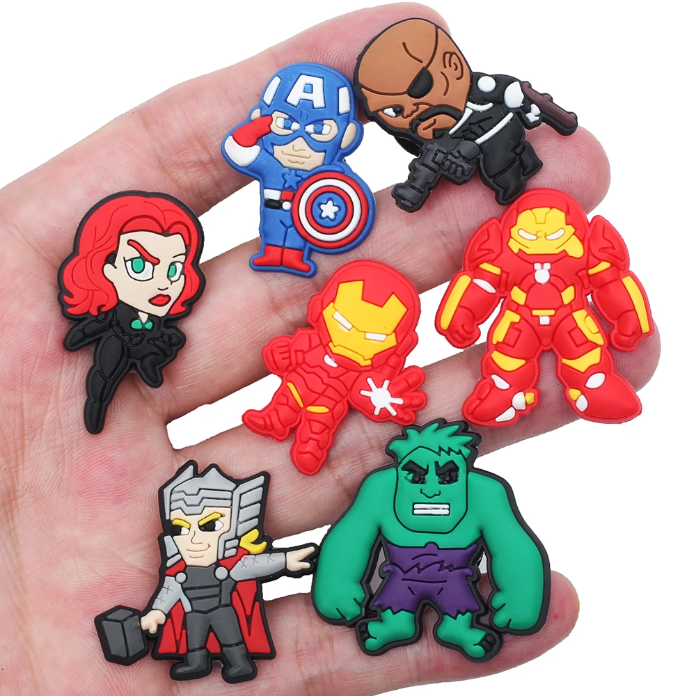 5-28pcs/set Marvel superhero Iron Man Spider-Man Series ​for Shoe Charms Accessories for Classic Clog Shoe Decoration Kids Gifts image 3