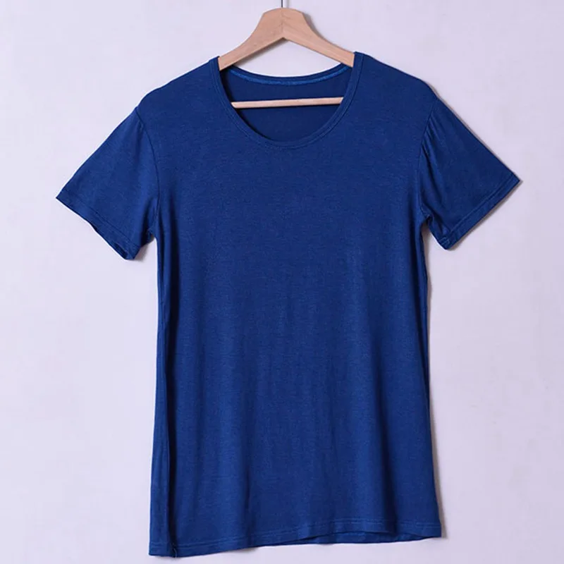 

Plus Size Short Sleeve Men Top Summer Modal Casual Soft Home Wear O Neck 7XL 8XL 50-155KG Solid Color Men Tops