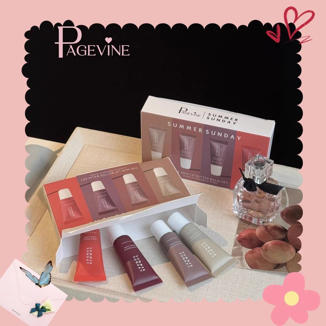 페이지 바인 4종 립글로스 세트 버터 모이스처라이징 틴티드 립밤 수분 공급 립스틱 키트 여성용 크로스보더 메이크업