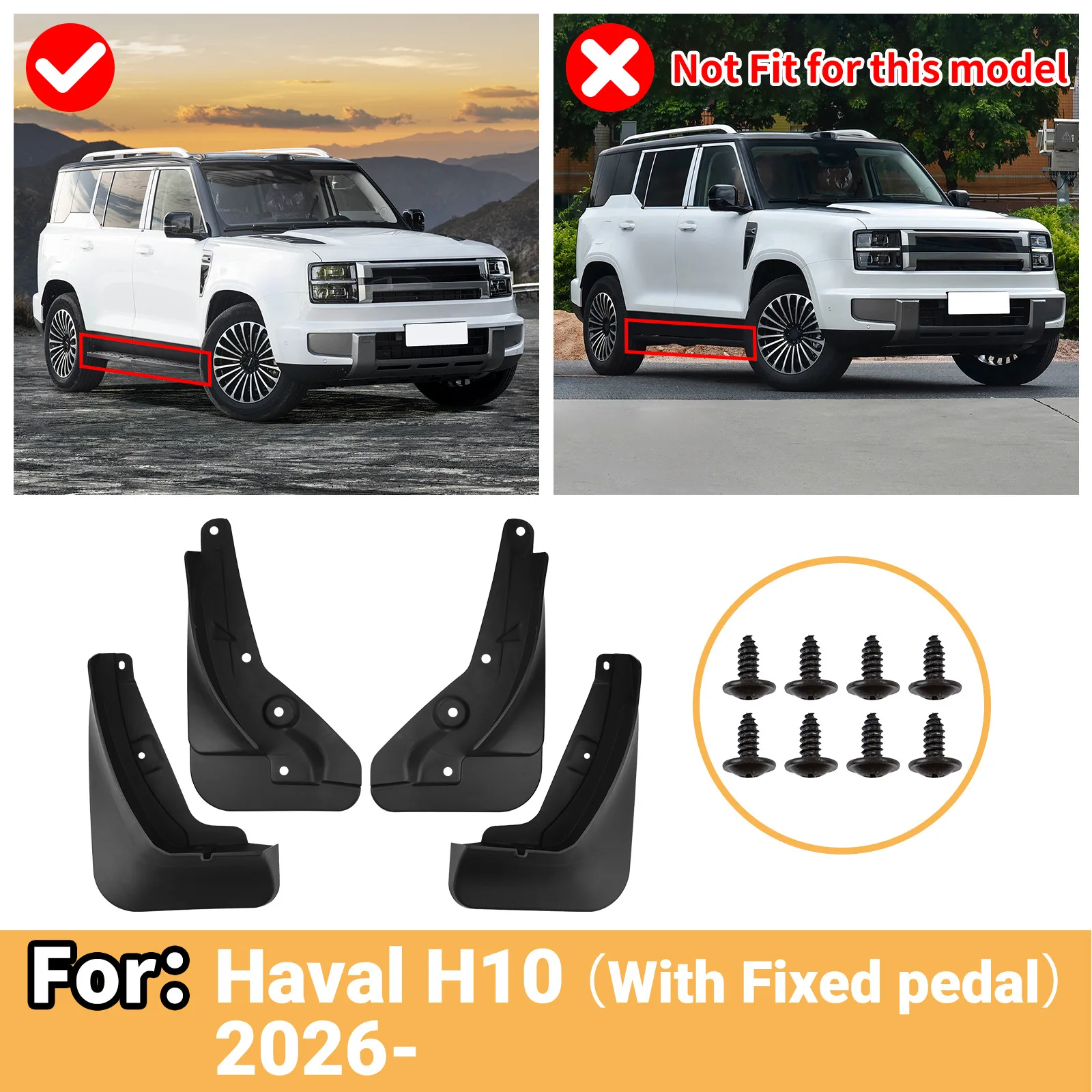 Mud Flaps Mud Guards For Great Wall Haval H10 2026 With Fixed Side Steps Custom Car Fender Mudflaps Auto Exterior Accessories