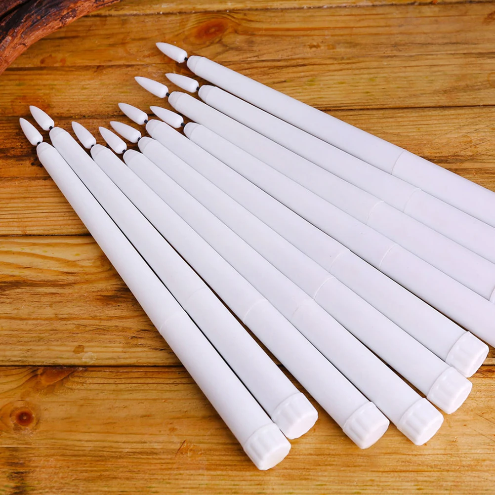 

12pcs LED Electronic Candles Long Pole Plastic Decorative Halloween Party Supplies Energy Saving Safe Wax Style