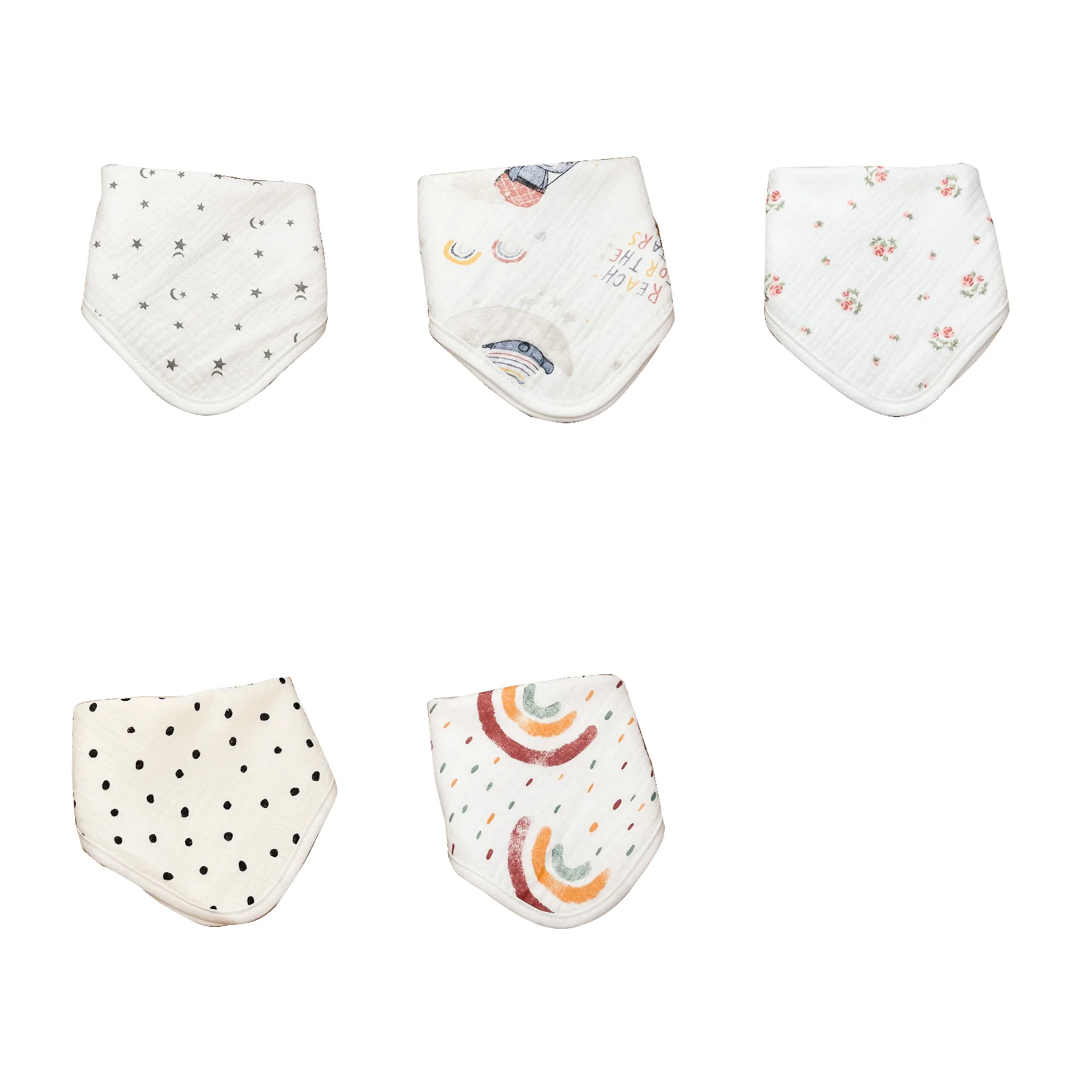 

Baby Bandana Bibs with Button Cotton Face Towel for Newborn Reusable Infant Wipes Multi-pattern Design for Boys Girls