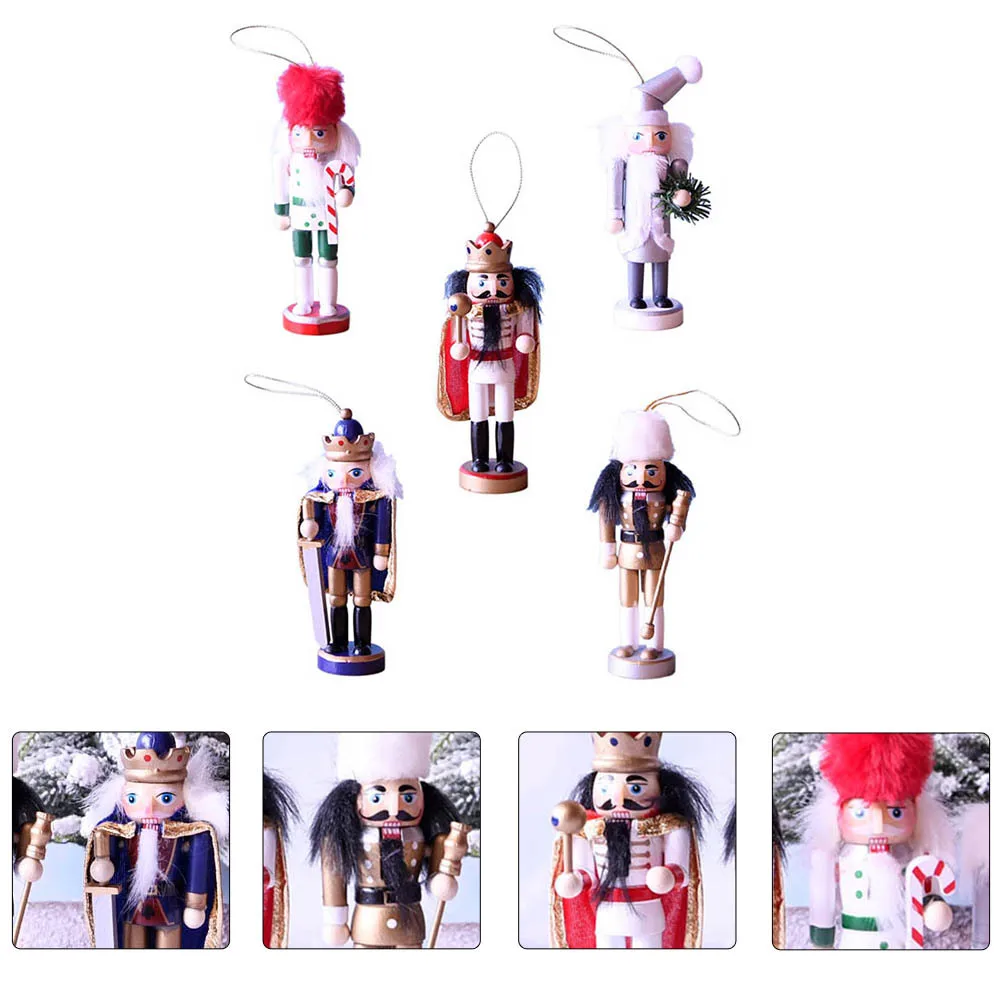 

1 Set Christmas Wooden Home Decor Nutcracker Pendant Creative Glitter Powder Ornament for Festival