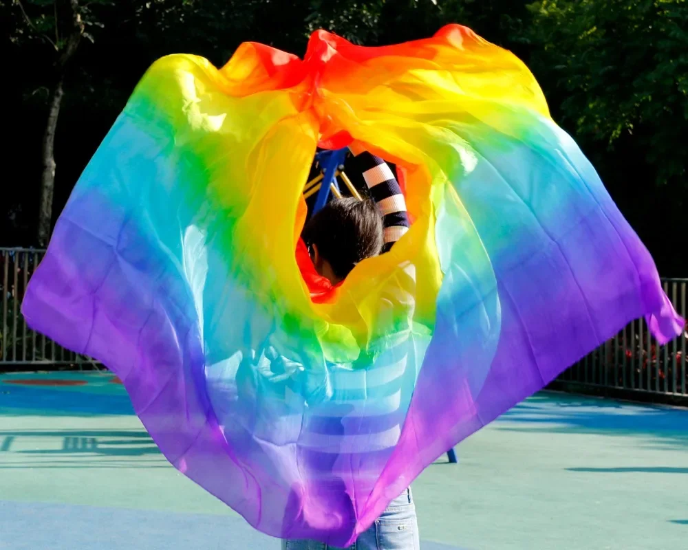 Women 100% Real Belly Dance Veil Silk Dance Performance Props Hand Throw Silk Scarves Customizable Color