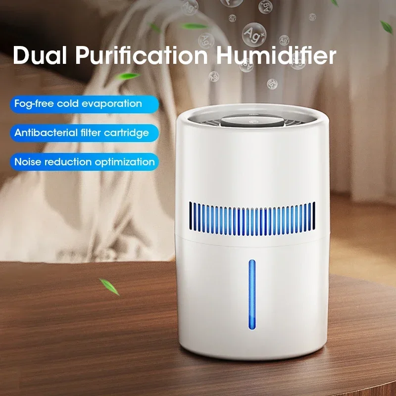 4L Pure Humidifier Mistless Evaporative Air Humidifier No Fog Humidification Waterway Cleaning 350mL/h For 10㎡-20㎡ Bedroom