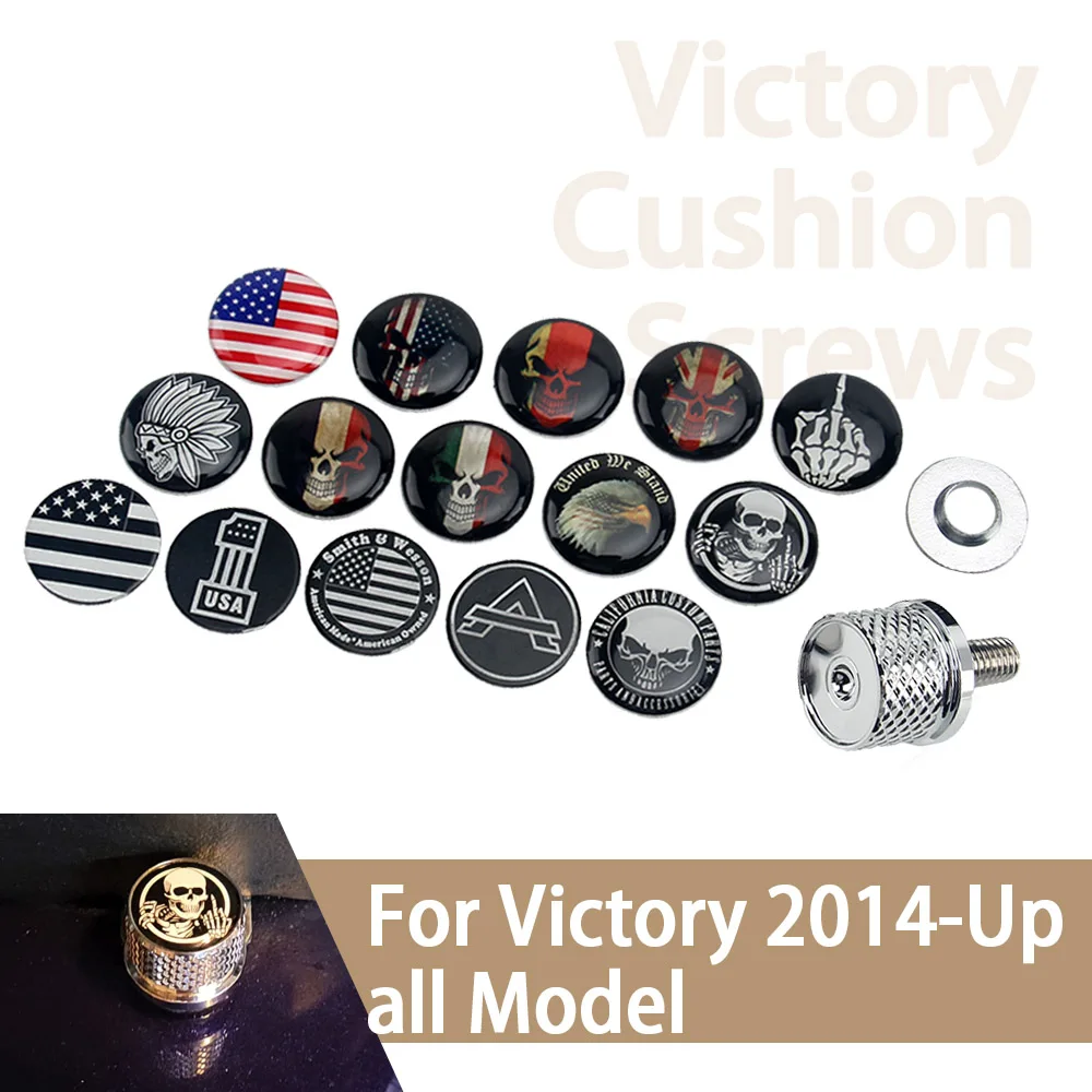 

Stainless Seat Bolt Fender Rear Seat Screw Flag Skull Pattern Silver Screw For Victory 2014-Up All Model Motorcycle Accessories