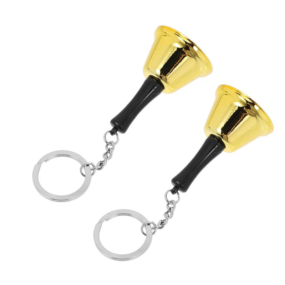 2 قطعة تعليم الأطفال يده جرس معدني تصميم مدمج الفصول الدراسية مدرسة مطعم عشاء خدمة رنين سلسلة مفاتيح محمولة