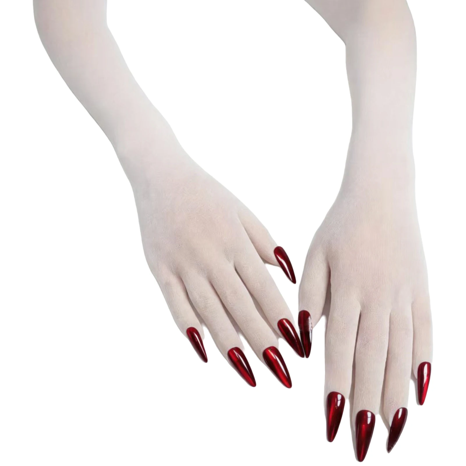 Sheer Seamless Long Stocking Gloves with Nails Costume Accessories for Halloween Cosplay Masquerade Themed Party 5