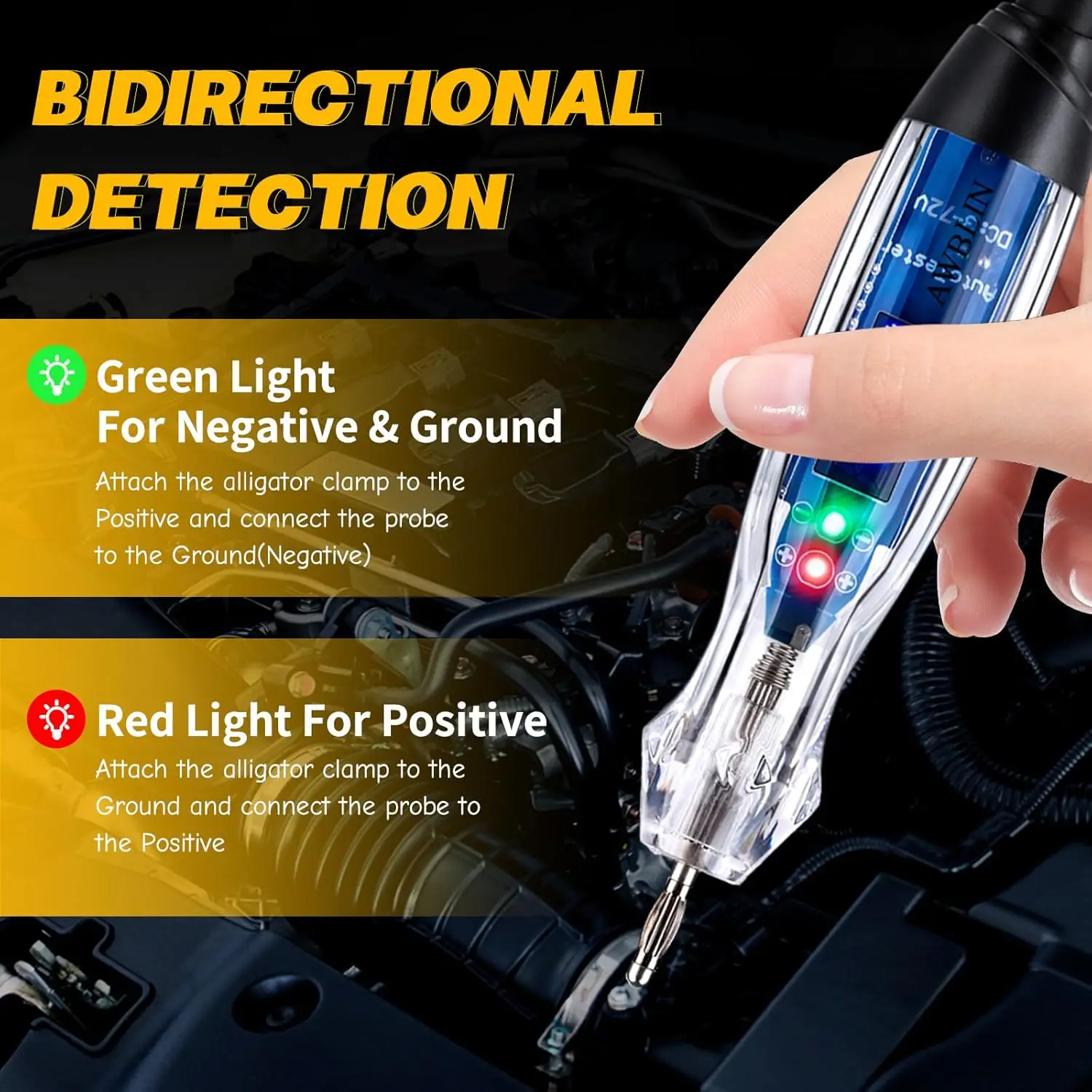 Kit sonda luce di prova, voltmetro LED CC 3-72 V, tester di tensione con fusibile automatico da 18 pezzi