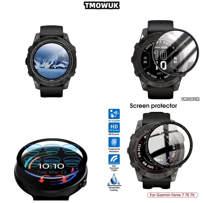 

For Garmin Fenix 6 7 8 7X 6X 7S 47mm 51mm Flexible PMMA Screen Film Full Cover 3D Curved Anti - Scratch