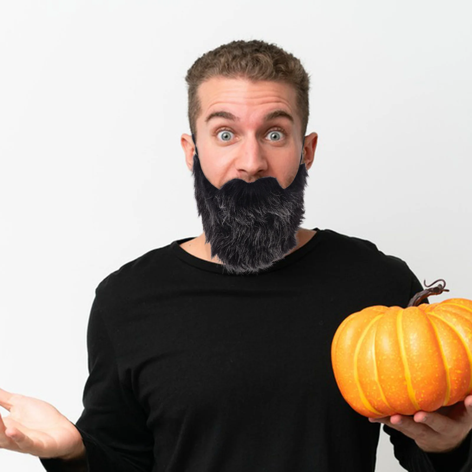 1Set Realistic Fake Beard Halloween Costume Facial Hair Pirate Mustache Cosplay Party Supplies Decorative Prop