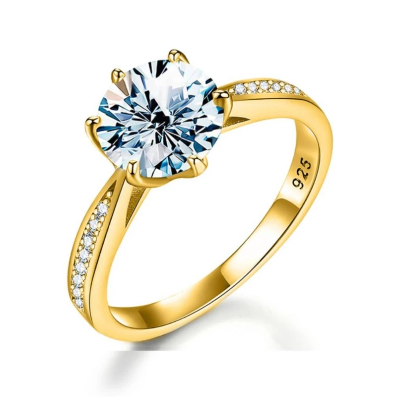 Luxuriöse 925er Silber-Plattierte Echte 0,5-1CT Moissanit-Diamantringe für Damen, Hochzeit, Verlobung, Original-Edelstein-Schmuck – Detail 5