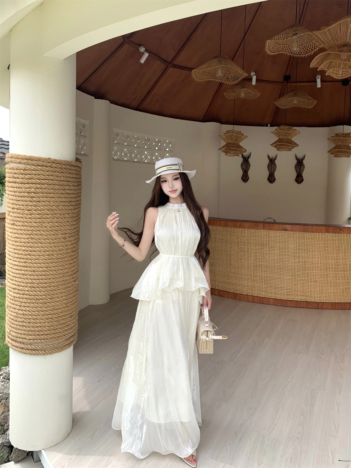 

Kumikumi Gentle Wind Set Youthful Sleeveless Vest Women Summer Slimming Versatile Half Skirt Two Piece Set Casual Style