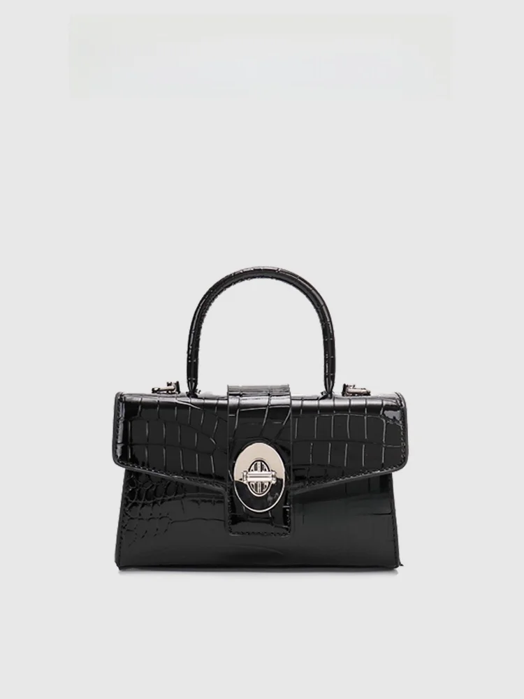 

Elegant Crocodile Pattern Square Bag Glossy Finish Crossbody Bag Versatile Handbag Shoulder Bag for Young Women