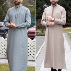 Men's Embroidered Kaftan Thobe Casual Notched Neck Batwing Sleeve Long Robe Outfits Fashion Men's Islamic Clothing National Day