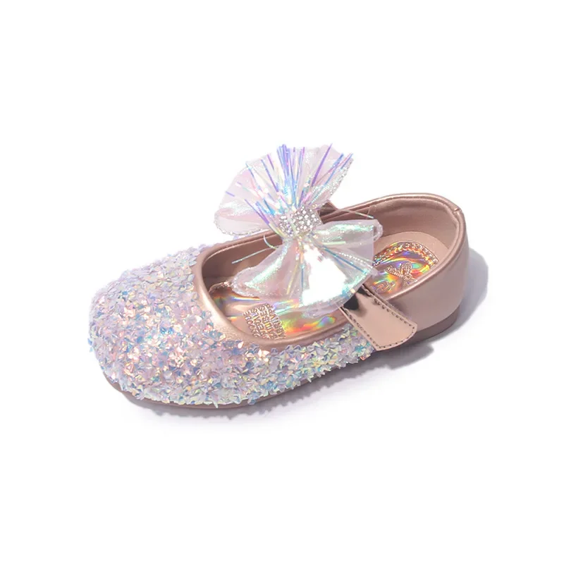 Ragazze Party princess shoes Bling bambini Bow strass Wedding Performance Kids Flats 26-35