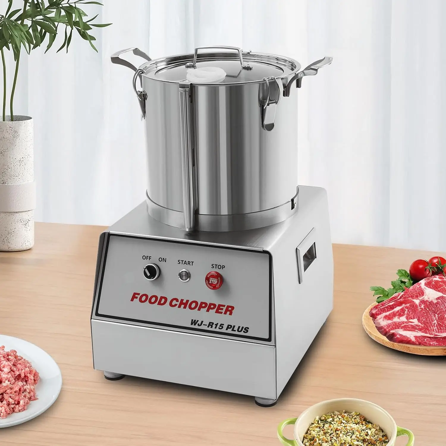 110V Commercial Food Processor, 1400W Commercial Food Cutter Stainless Steel Food Processor For Cutting Various Foods In