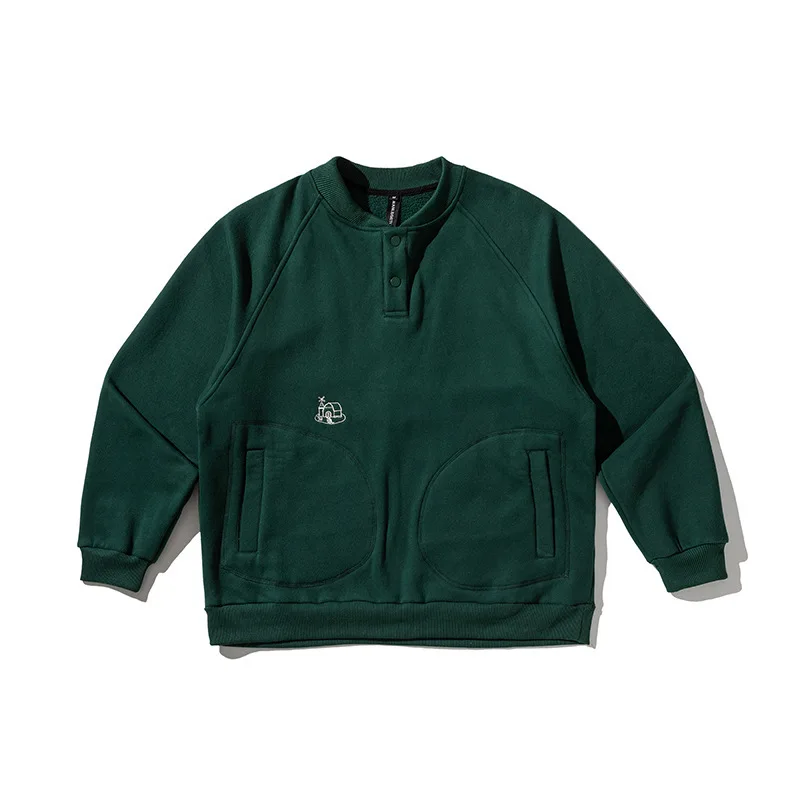 

City Fashion Autumn New Solid Color Crew Neck Sweatshirt with Topstitched Embroidery Logo, Trendy Young People, Long Sleeve