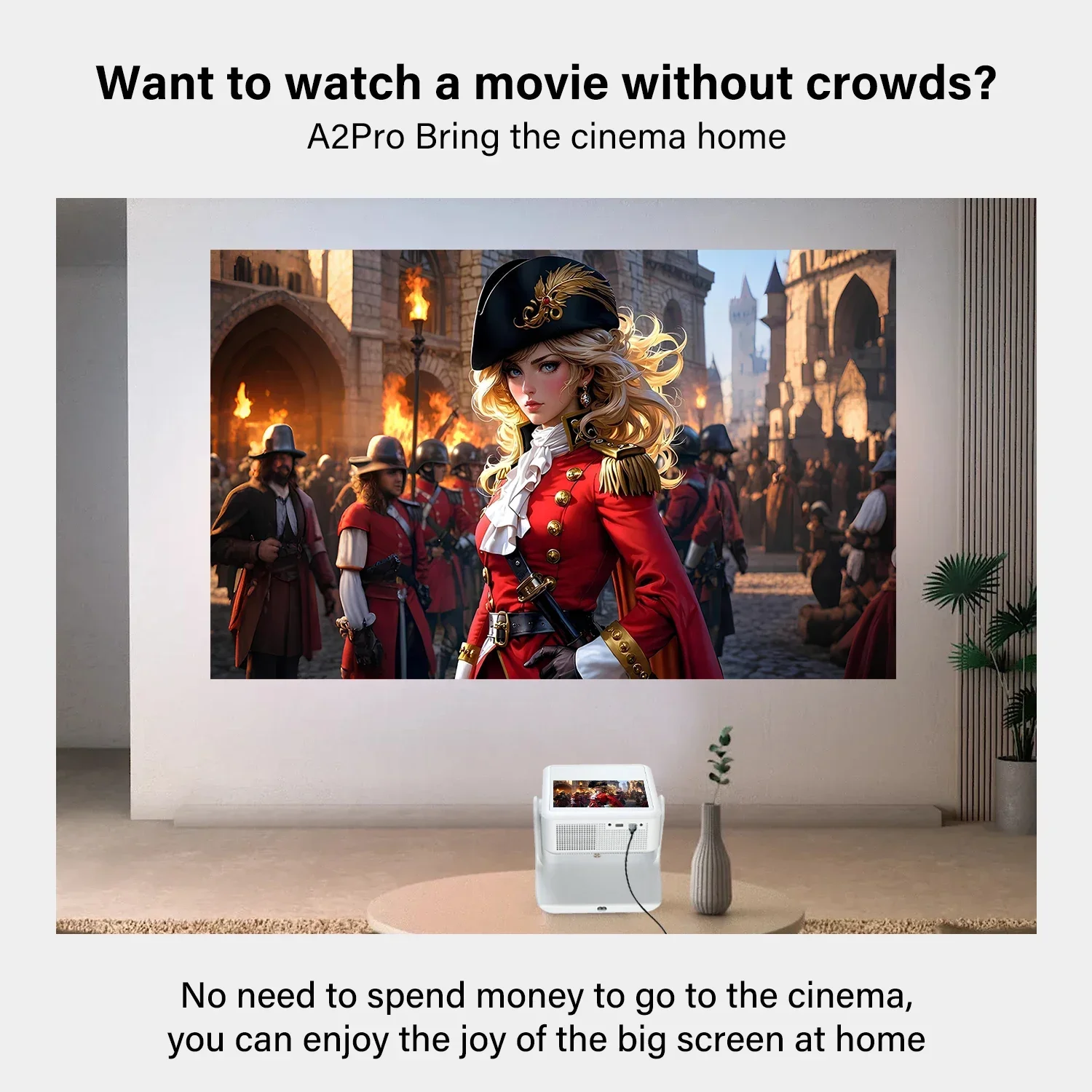 Netflix-projector 8 '' touchscreen 4K 1080P WiFi Bluetooth Android iOS Mirroring 180 °   Rotatie HDMI USB Gaming 30-300''