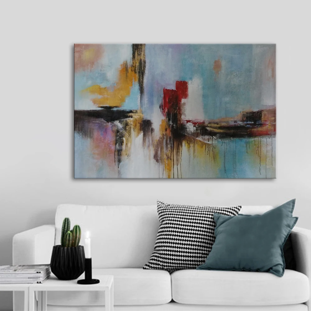 Mintura,Artwork Handpainted Modern Abyss Hope Coexist Abstract Oil Paintings Canvas,Wall Arts Picture Bedroom Parlour Home Decor