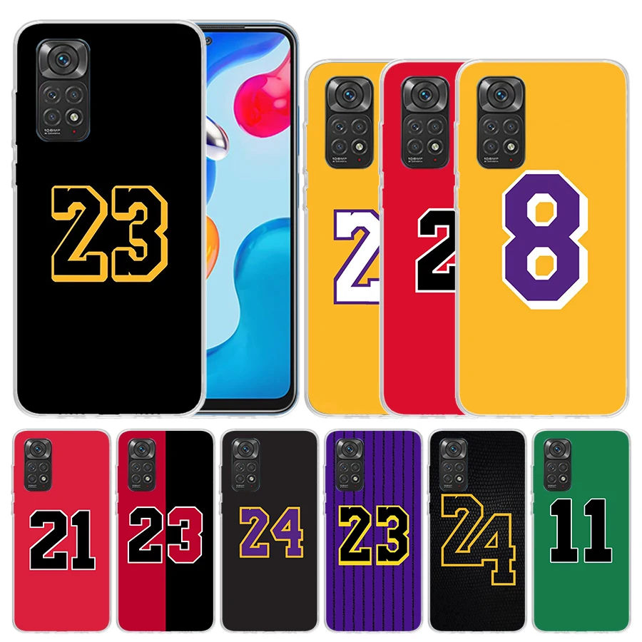 Basketball 23 24 Number Soft Cover for Xiaomi Redmi Note 12 11S 11T 11E 10S 10 Pro Print Phone Case 11 9S 9 9T 8 8T 7 6 5 Plus C