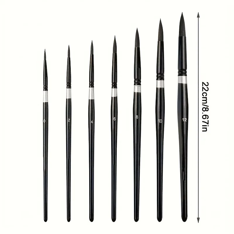 7pcs Round Squirrel Hair Paint Brush Set for Watercolor, Inks, Gouache & Tempera, Professional Artist Quality, Wood Handle