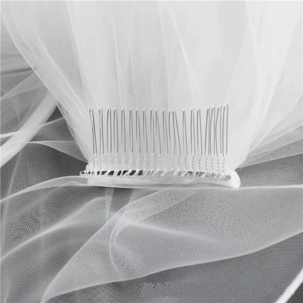 2T Soft Bridal Veils With Comb Ribbon Edge Two Layers Bride Tulle Veil Wedding Accessories Customized