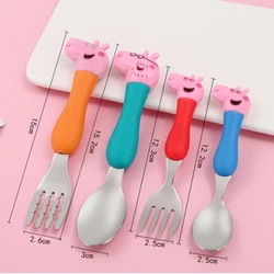 펫빠 돼지 식기 포크 스푼 액션 인형 장난감 조지 돼지 아빠 엄마 만화 애니메이션 패턴 파티 선물 소년 소녀 만화 장난감