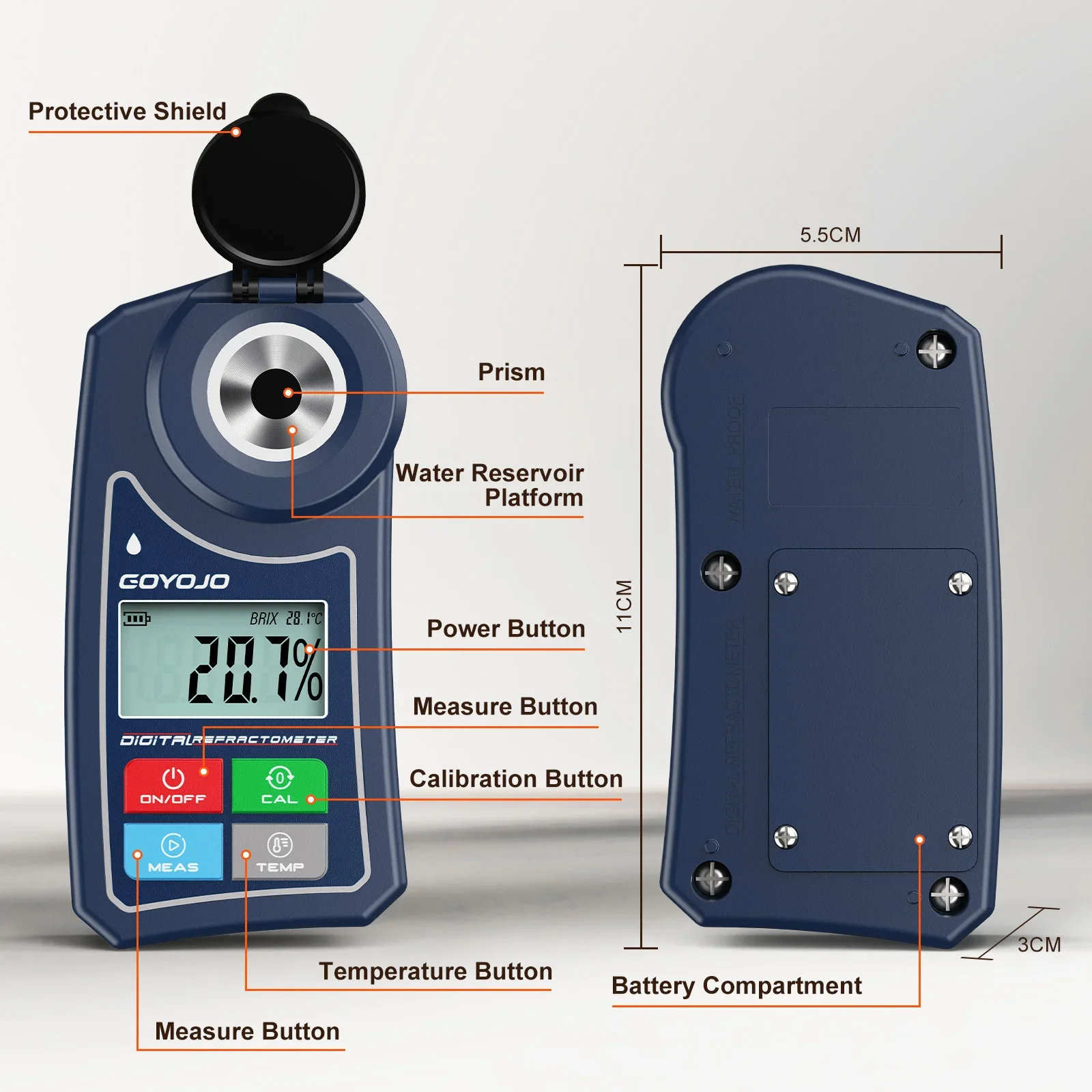 0~55%  Brix Meter for Fruit Drink Honey Digital  Refractometer Sugar Tester Meter Suger Content Measuring Instrument