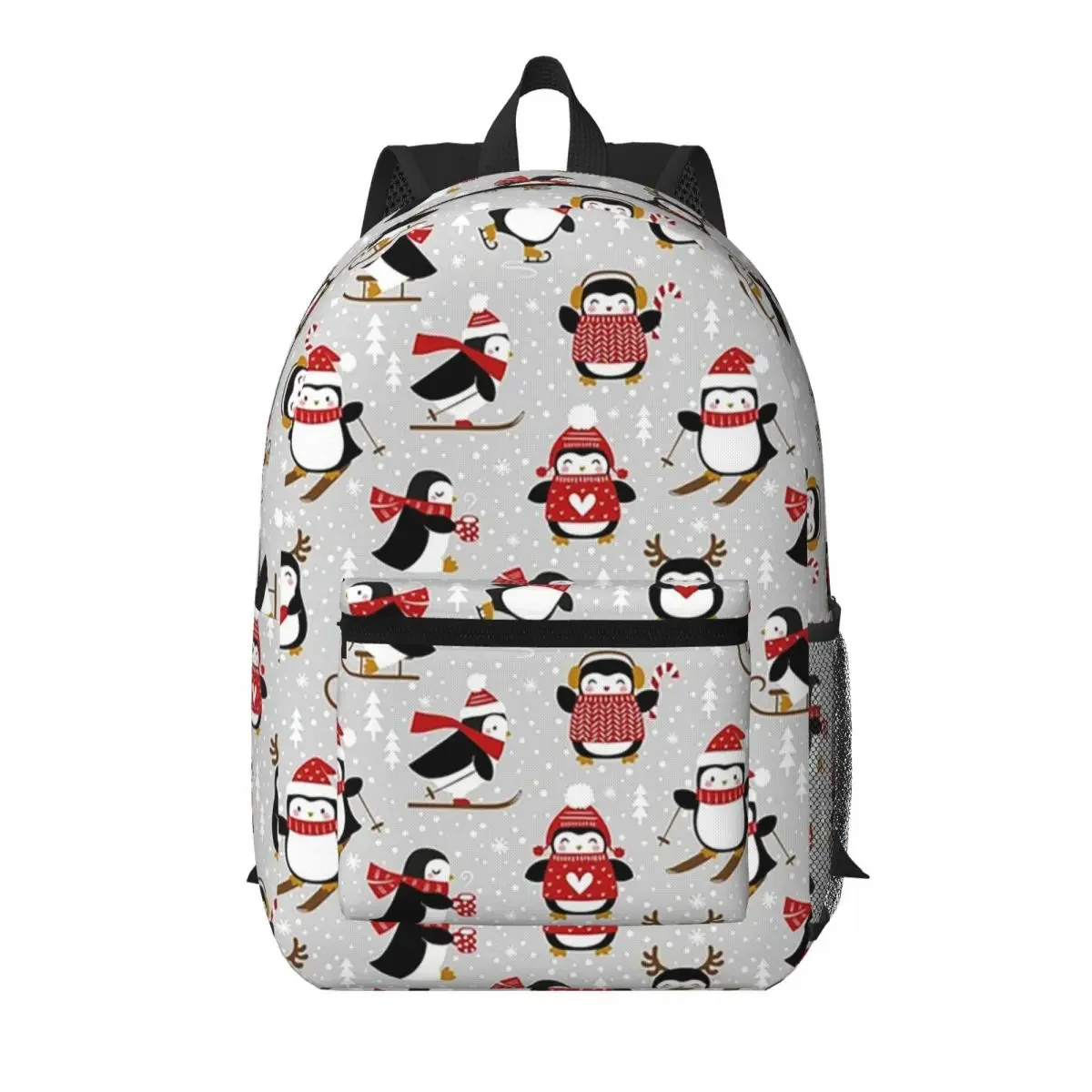 Playful Penguin Dance In Snow Student Backpack School Bag Hiking Travel Daypack for Men Women Bookbag Shoulder Bags