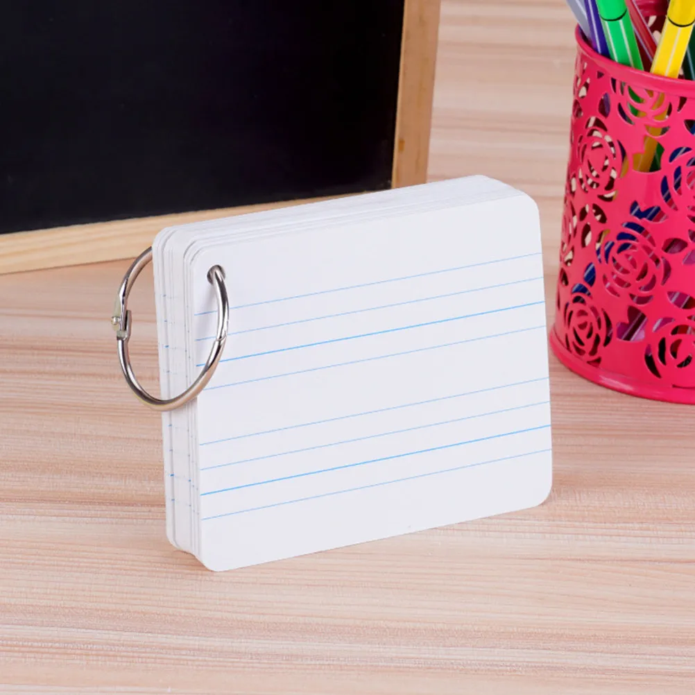 

3pcs Double Sided Pinyin Cards For Kids English Word Card Blank Writing Practice School Gift Thickened Paper Hole Iron Ring Game