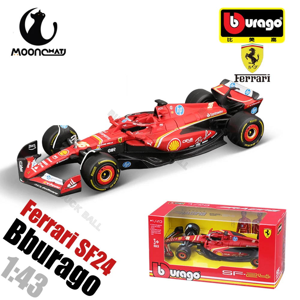 New Bburago 1:43 Ferrari SF24 Hardcover SF-24 F1 16# Leclerc 55# Sainz Formula 1 Car Die-cast Model Alloy Car Collection Toy