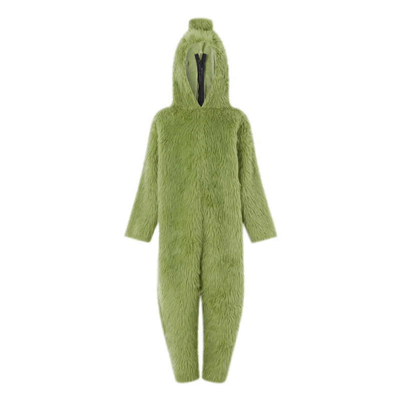 Green Big Monster Costume for Adult Kids Halloween Christmas Cartoon Hooded Romper Gloves Role Playing Party Cosplay