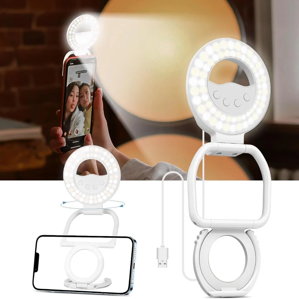 New 3 Light Modes Magnetic Selfie Light 9 Level Adjustable Brightness Plastics Rechargeable LED Phone Light Portable Photo Light