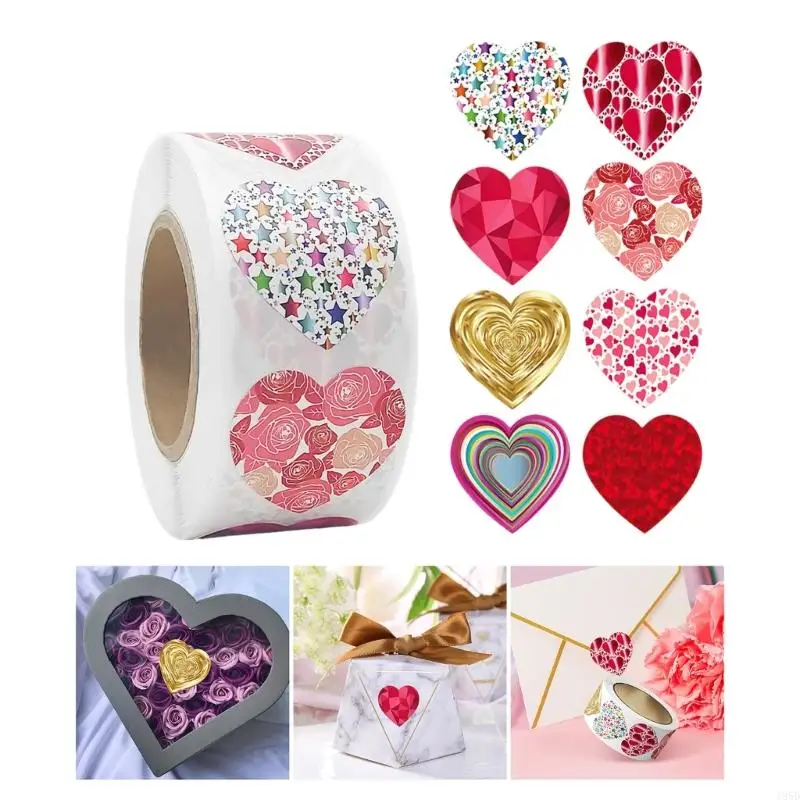 1 Roll Heart Shaped Sticker, 1inch Love Heart Labels for Valentine’s Day, Invitation, Envelopes, Crafting, Scrapbooking