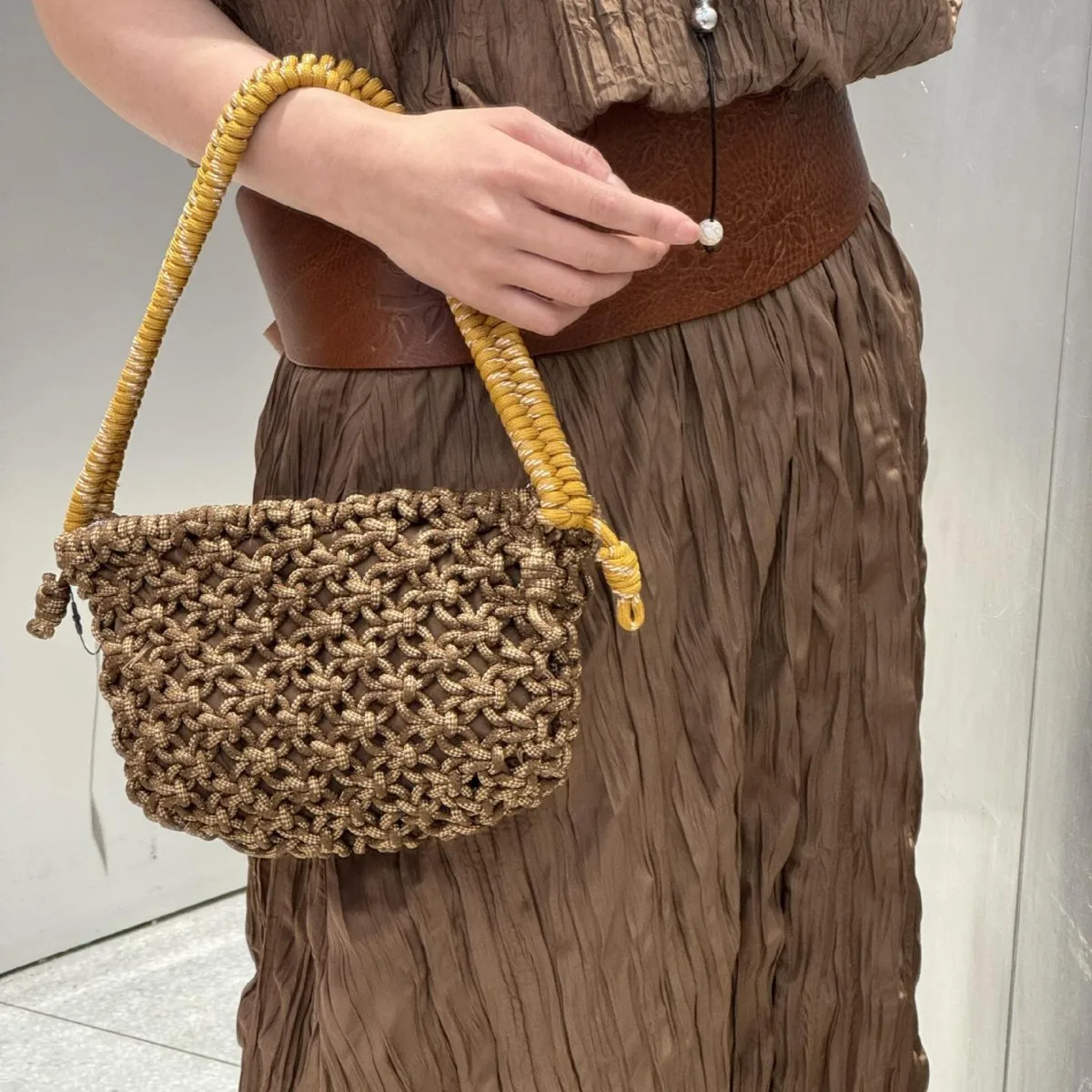 

Lazy Weave Cotton Thread Woven Bags For Women Luxury Designer Handbag Purse 2025 New In Sequined Handle Underarm Shoulder