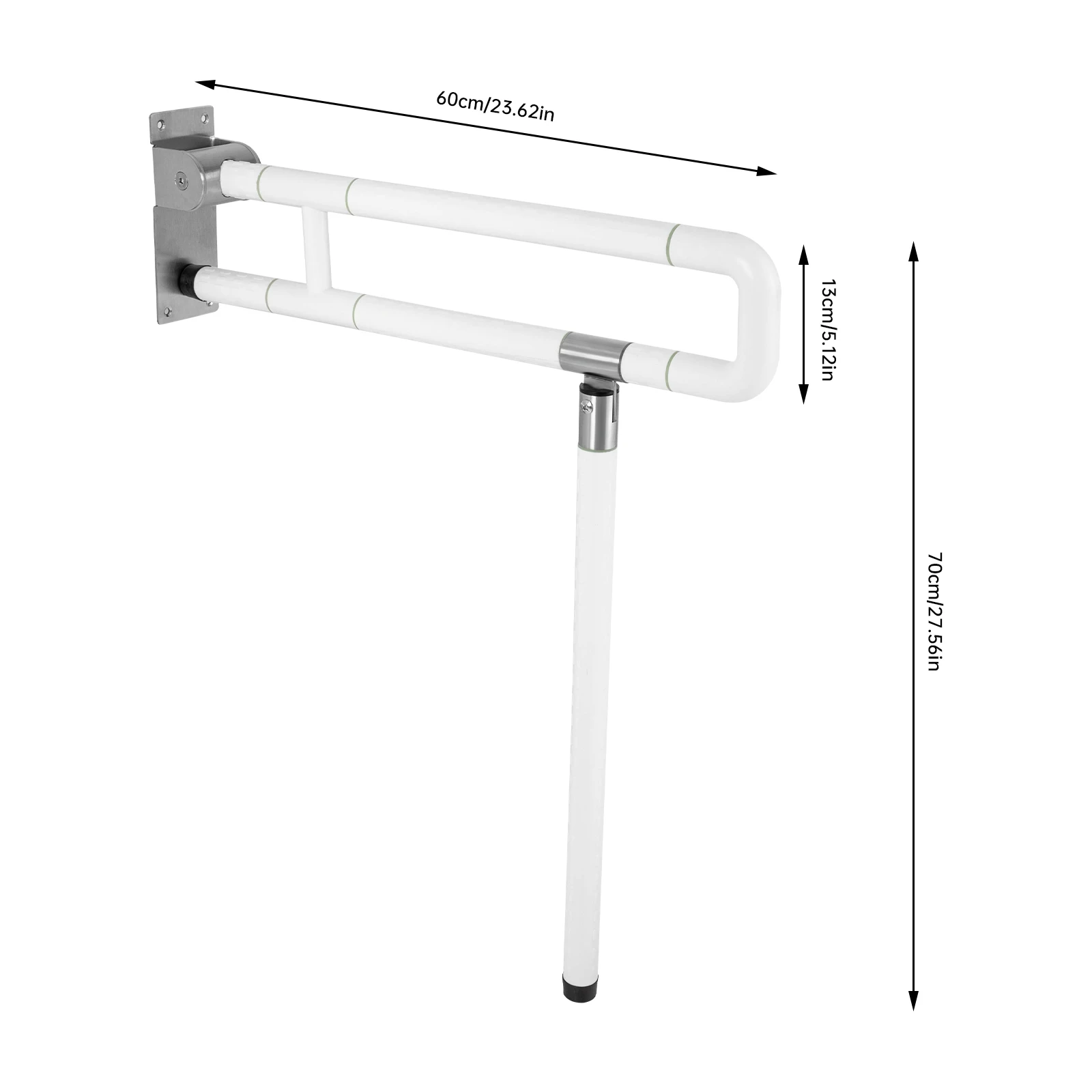 

Tub Handrail, Foldable Bathroom Grab Bar with Glow in Dark, Stable L Bracket for Shower Safety, 220LBS Capacity Stainless Steel, Anti Slip Coating
