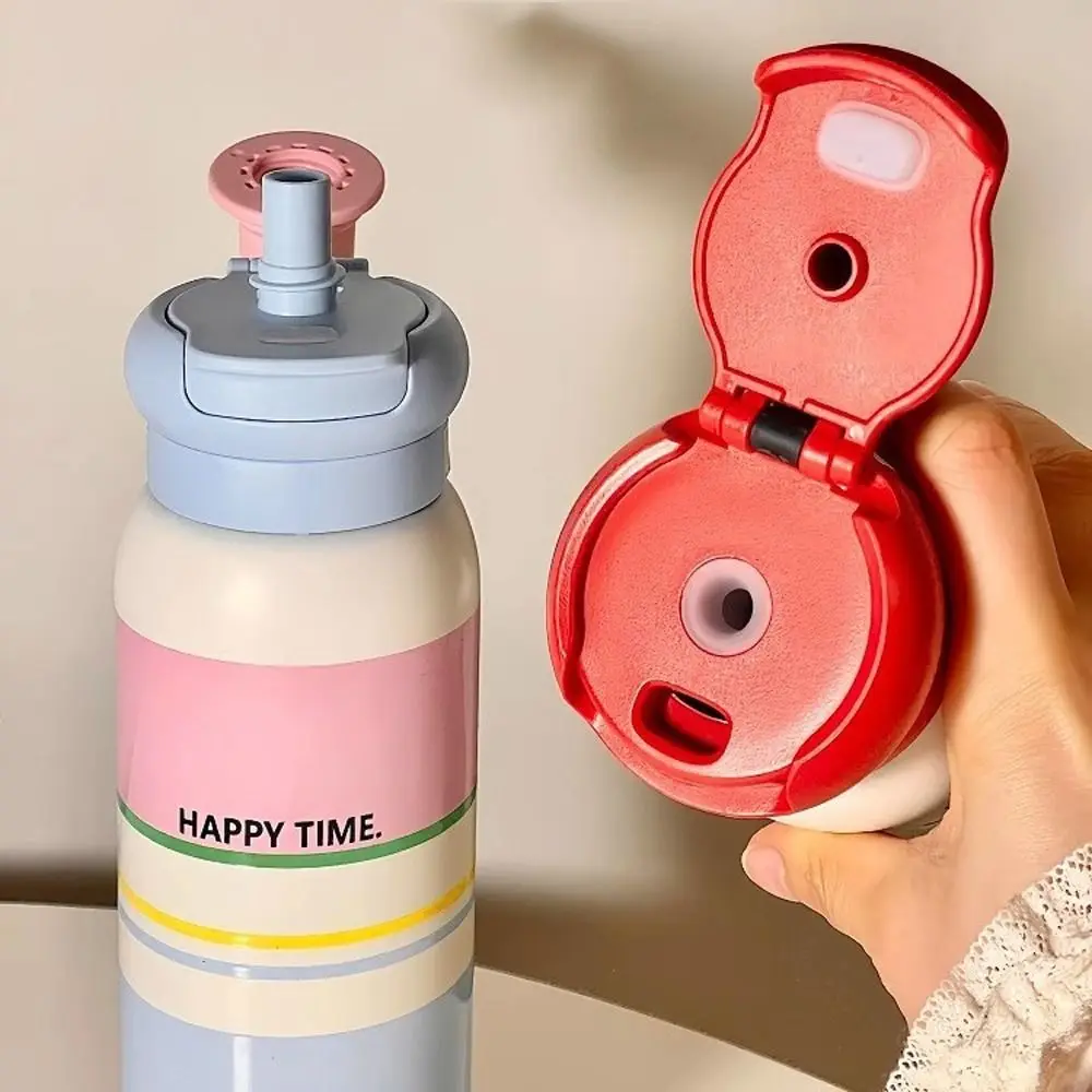 

650ml Stainless Steel Thermal Flask Dual Spout High-Capacity Double Drink Bottle with Straw BPA-Free Insulated Vacuum Cup Travel